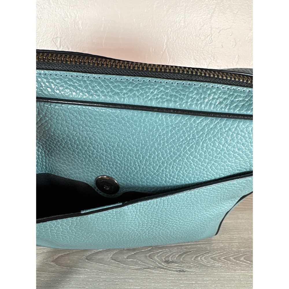 Coach Gharles Camera Bag Blue/Green Black Pebbled Leather Crossbody Messenger - Picture 6 of 9